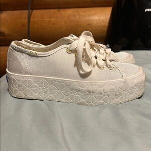 Keds Kate Spade Cream Platform Lace-Up Sneakers